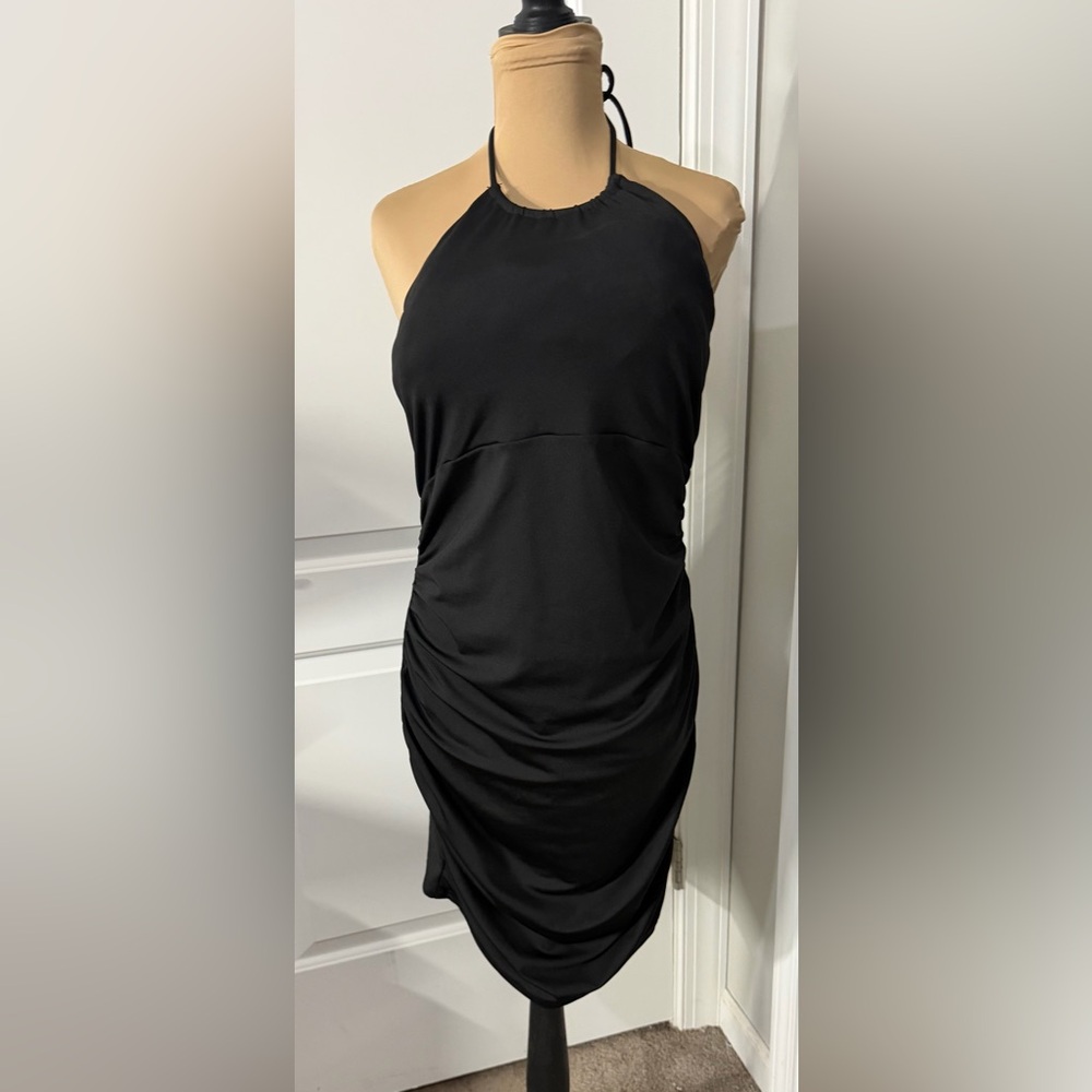 Elegant Black Halter Dress